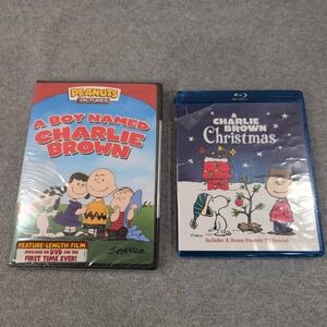 Peanuts A Boy Named Charlie Brown DVD & A Charlie Brown Christmas Blu-ray Lot